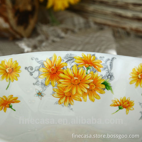9 Inches Large Decorative Ceramic Flower Bowl